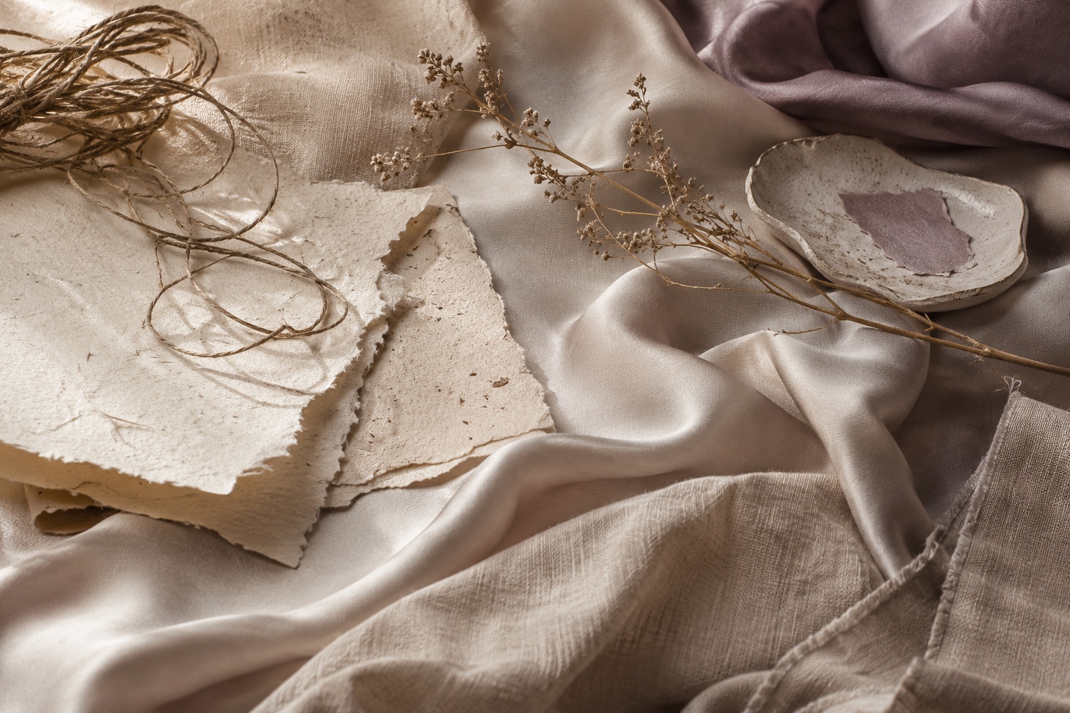 Pearl jewelry materials on linen