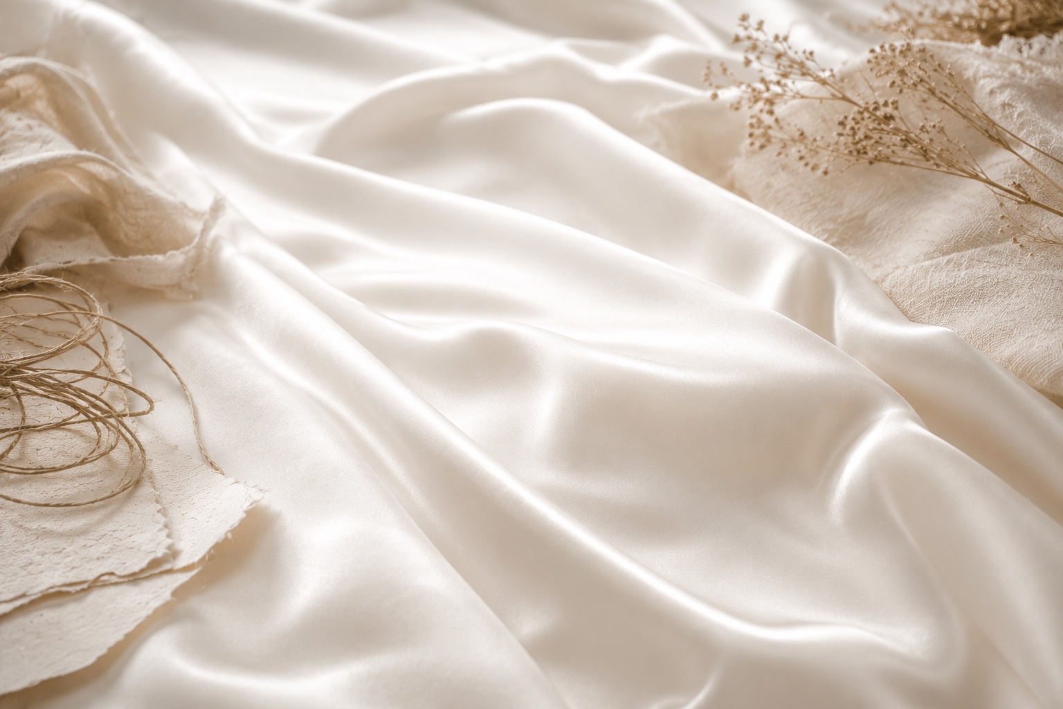 Pearl jewelry on silk fabric